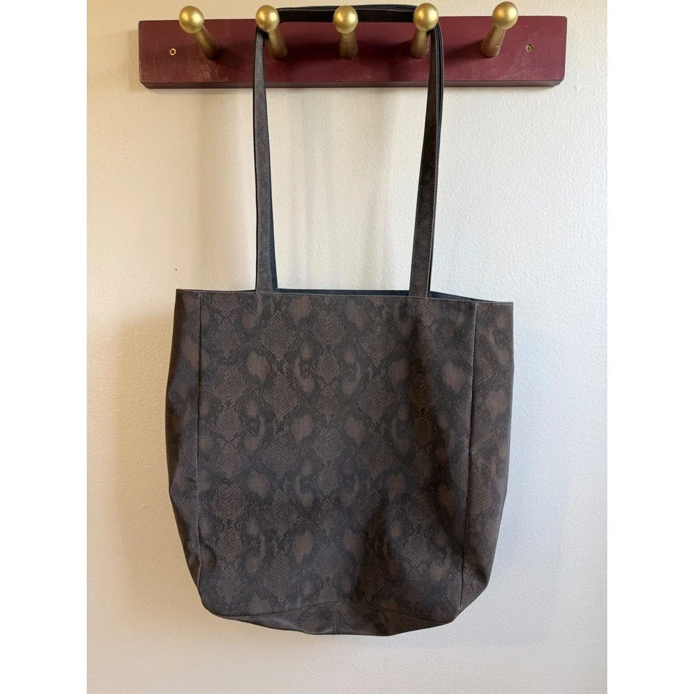 Kathy Ireland y2k Brown Snakeskin Print Tote Bag Faux Leather Shoulder Bag Purse